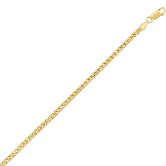 Sterling Silver Yellow Gold Plated Diamond Cut Franco Chain (3.20 mm)