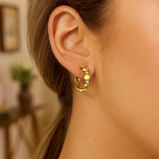 Yellow Gold Diamond Bauble Hoop Earrings (0.08cttw)