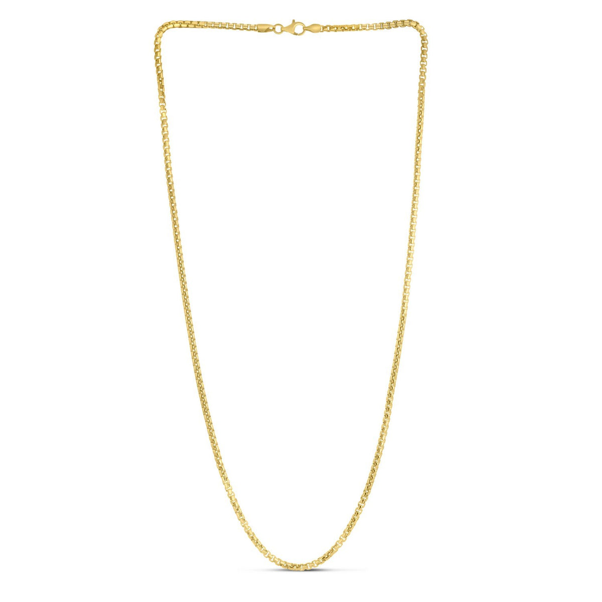 Sterling Silver Yellow Gold Plated Round Box Chain (2.60 mm)