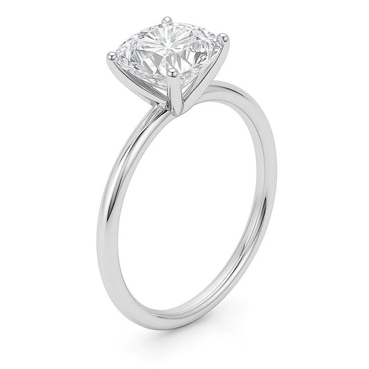 3 Carat Cushion Lab Grown IGI G/VS1 Diamond Solitaire Ring in 14K White Gold