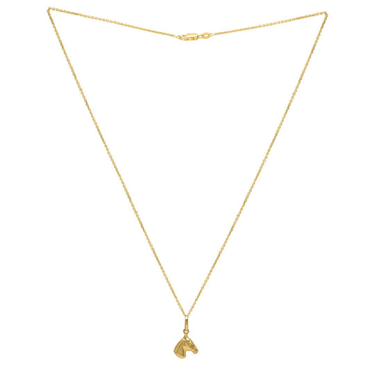 Horse Profile Small Necklace in 14K Yellow Gold