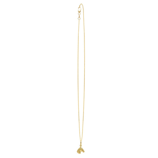 Horse Profile Small Necklace in 14K Yellow Gold