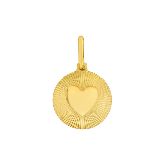 14K Yellow Gold Polished Radiating Heart Charm Pendant