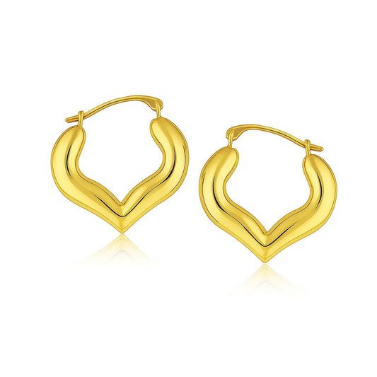 10k Yellow Gold Hoop Style Heart Shape Earrings