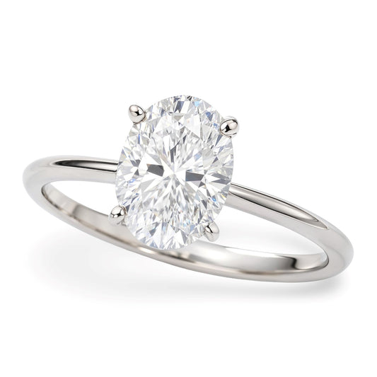 1 1/2 Carat Oval Lab Grown IGI G/VS1 Diamond Solitaire Ring in 10K White Gold