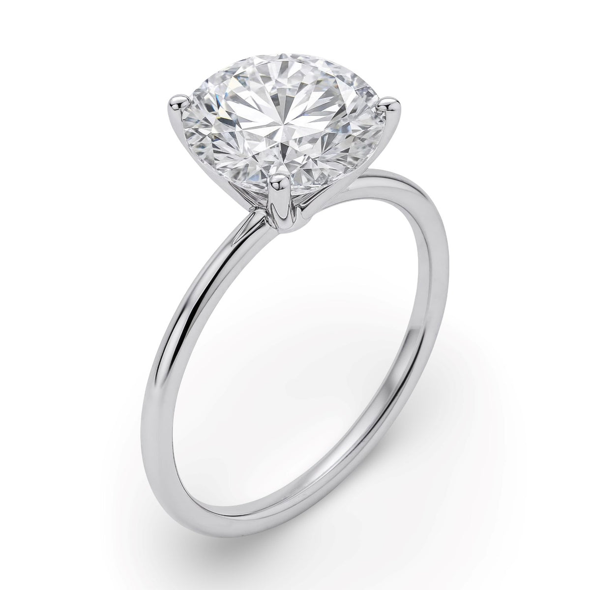 3 Carat Round Lab Grown IGI G/VS1 Diamond Solitaire Ring in 14K White Gold