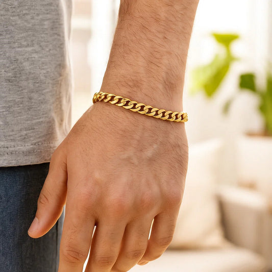 14k Yellow Gold Polished Miami Cuban Chain Bracelet (6.50 mm)