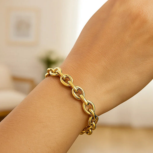 14k Yellow Gold Polished Cable Link Bracelet