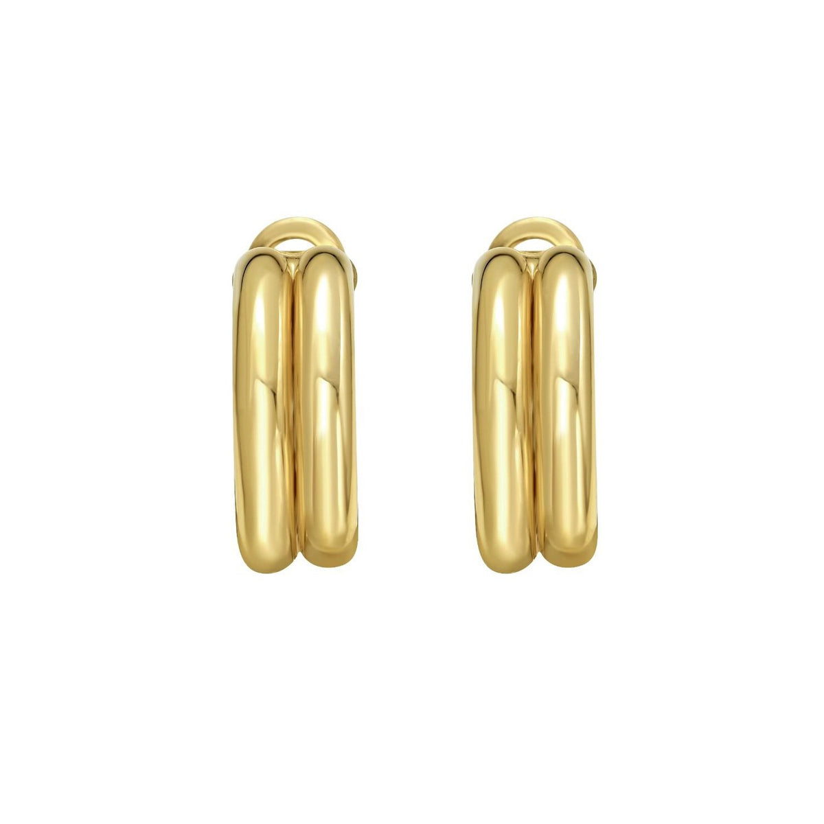 14K Yellow Gold Double Row Hinged Hoop Earrings