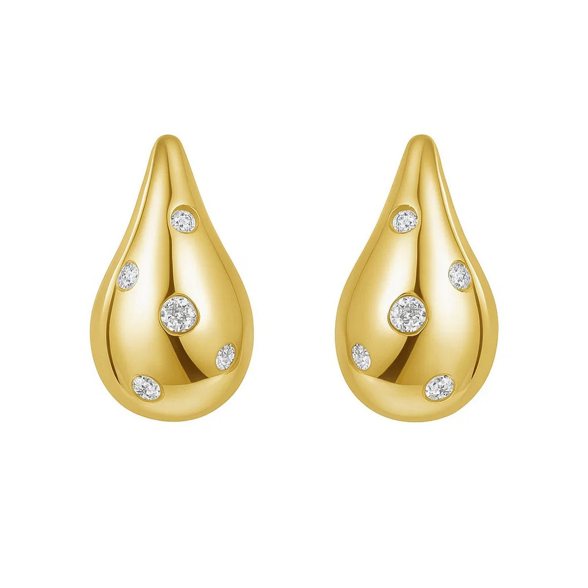 14K Yellow Gold Diamond Raindrop Earrings
