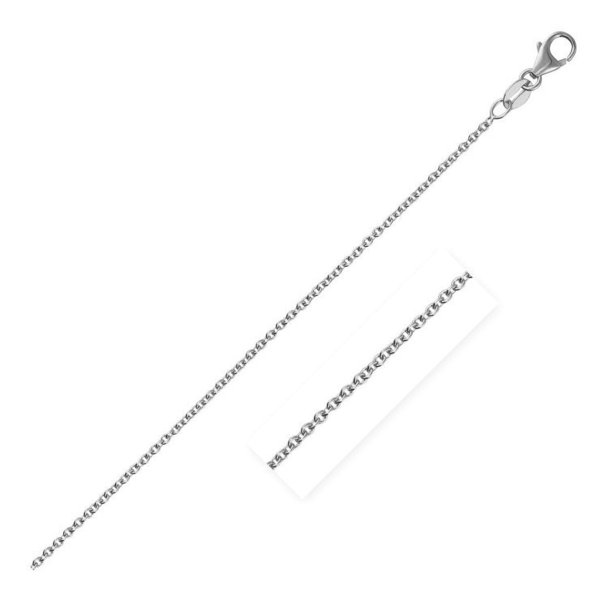 14k White Gold Round Cable Link Chain (1.9 mm)