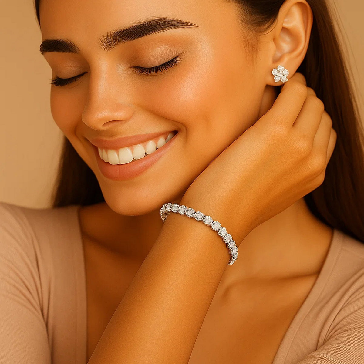 Lab Grown Round Diamond Tennis Bracelet in 14k White Gold (5 cctw F/G VS2/SI1)