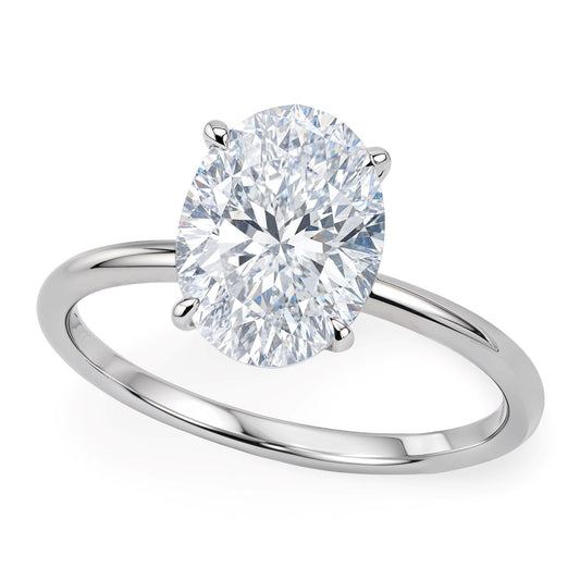 2 Carat Oval Lab Grown IGI G/VS1 Diamond Solitaire Ring in 10K White Gold
