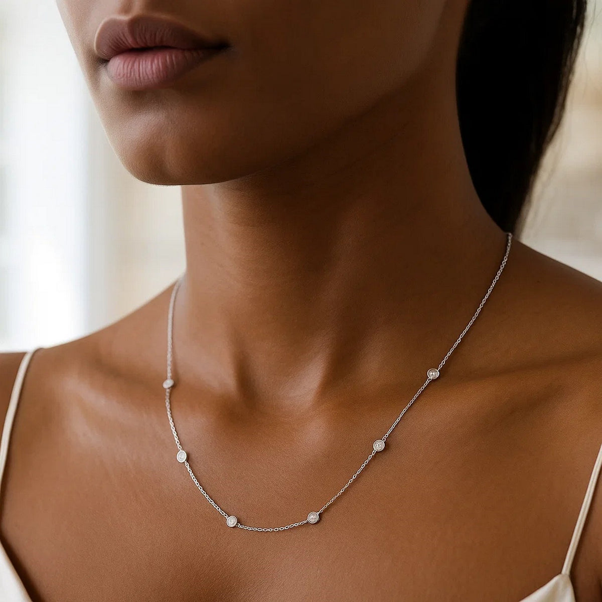 14K White Gold Diamonds by the Yard Necklace