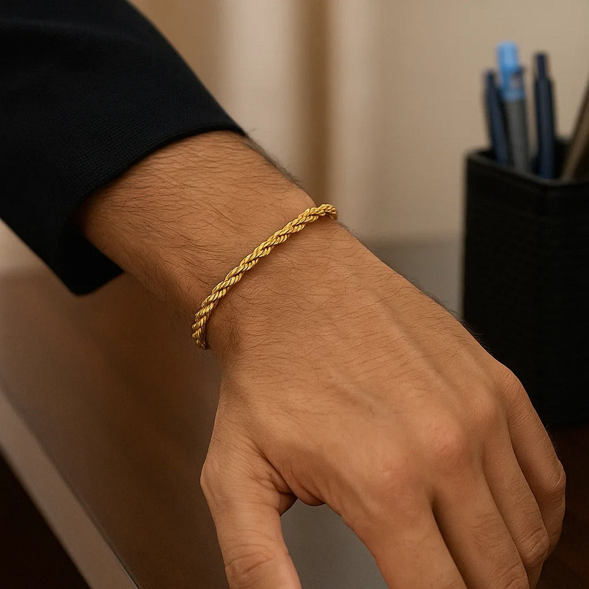 Lite Rope Chain Bracelet in 10k Yellow Gold  (4.00 mm)