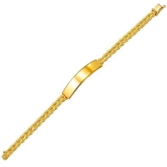 14k Yellow Gold ID Bracelet with Double Rope Chain (3.00 mm)