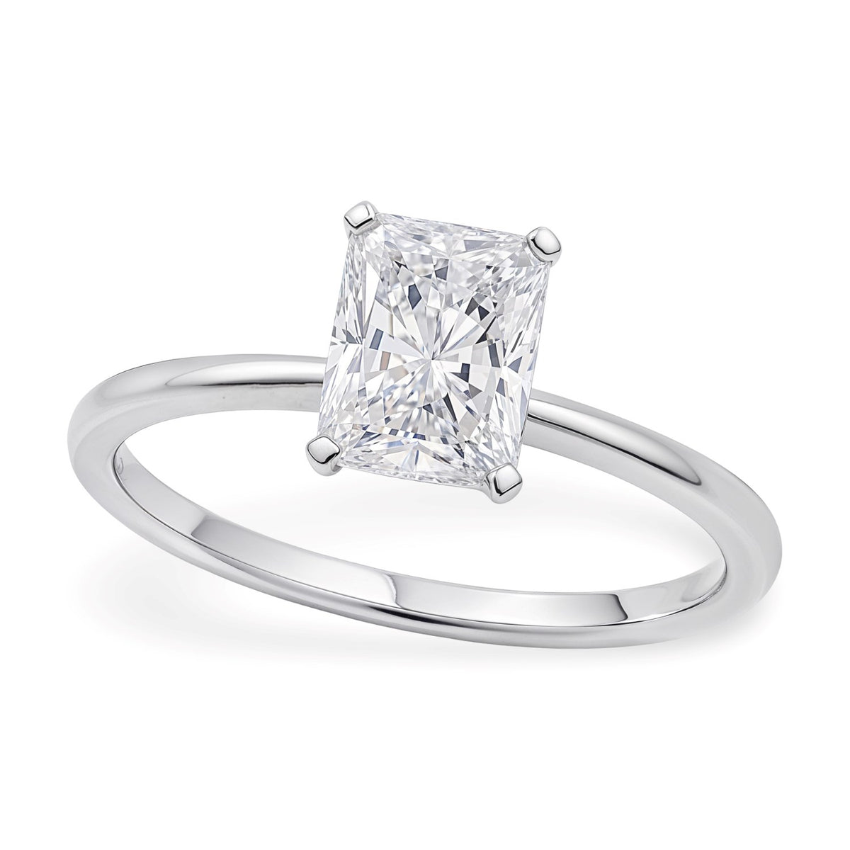1 1/2 Carat Radiant Lab Grown IGI G/VS1 Diamond Solitaire Ring in 14K White Gold