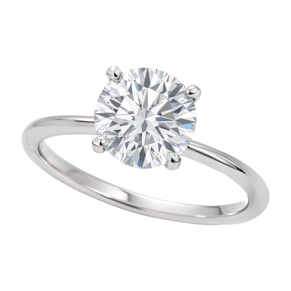 1 1/2 Carat Round Lab Grown IGI G/VS1 Diamond Solitaire Ring in 14K White Gold