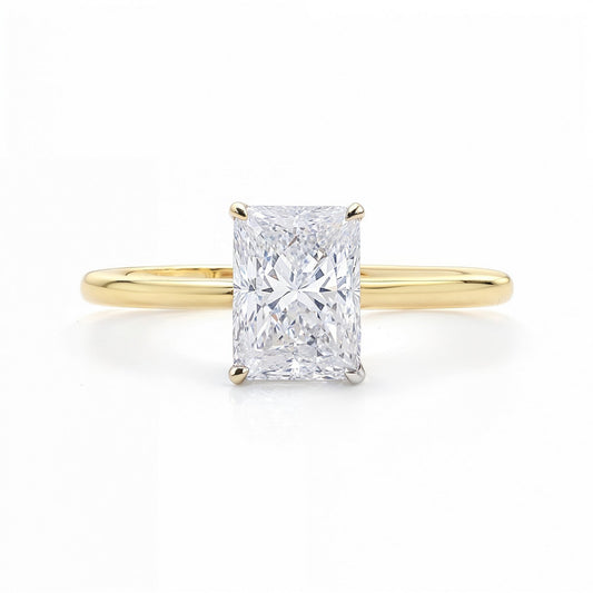 2 Carat Radiant Lab Grown IGI G/VS1 Diamond Solitaire Ring in 10K Yellow Gold