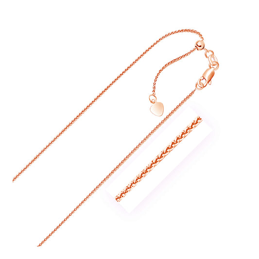 14k Rose Gold Adjustable Wheat Chain (1.00 mm)