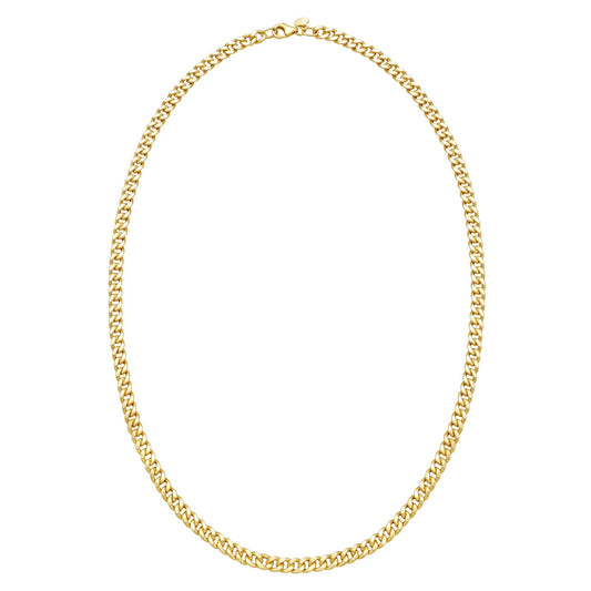 14K Yellow Gold Petite Faceted Cuban Link Chain Necklace (4.50 mm)