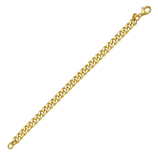 14K Yellow Gold Petite Faceted Cuban Link Chain Necklace (4.50 mm)