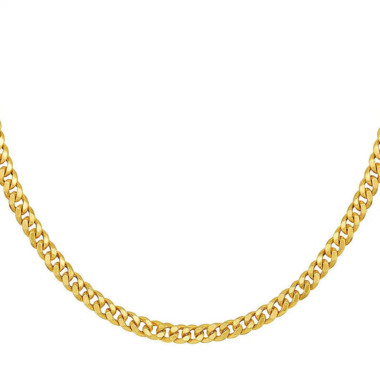 14K Yellow Gold Petite Faceted Cuban Link Chain Necklace (4.50 mm)