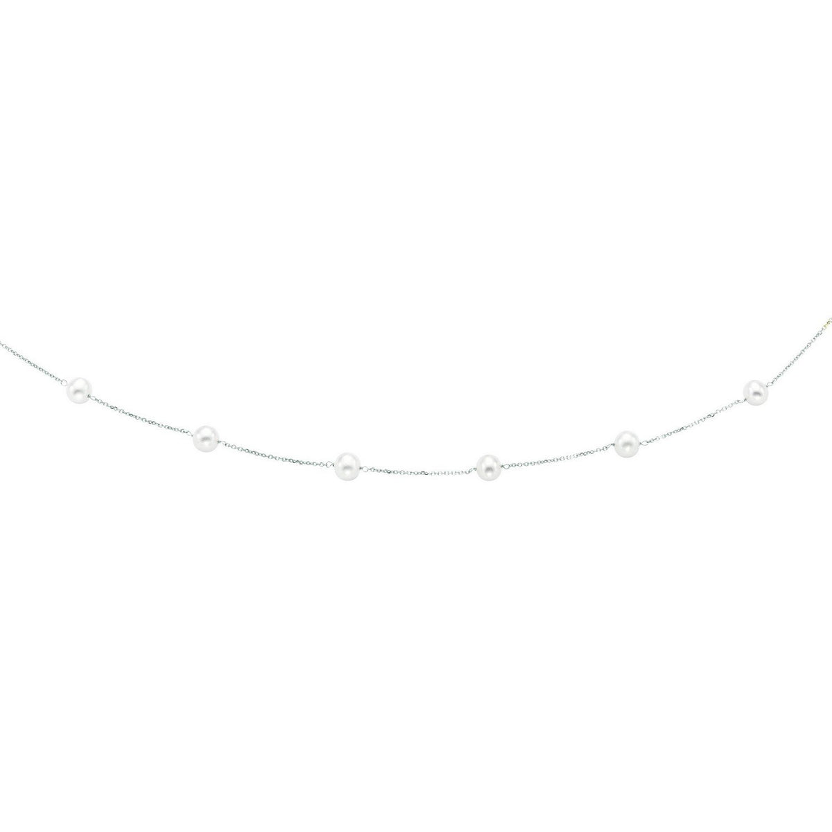 14k White Gold Necklace with White Pearls