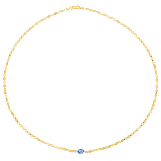 14K Yellow Gold Blue Topaz Mirrored Chain (2.20 mm)
