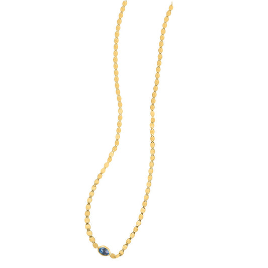 14K Yellow Gold Blue Topaz Mirrored Chain (2.20 mm)