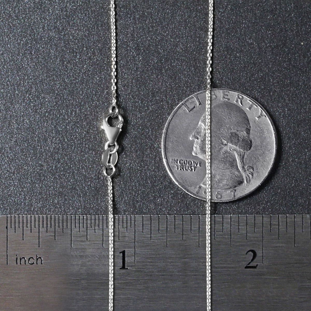 18k White Gold Round Cable Link Chain (0.97 mm)