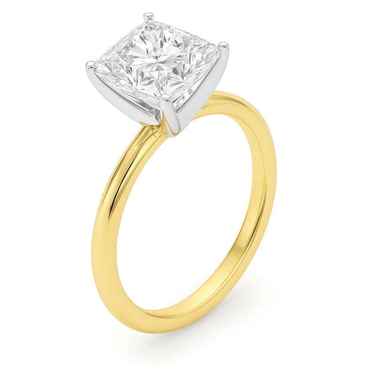3 Carat Princess Lab Grown IGI G/VS1 Diamond Solitaire Ring in 10K Yellow Gold