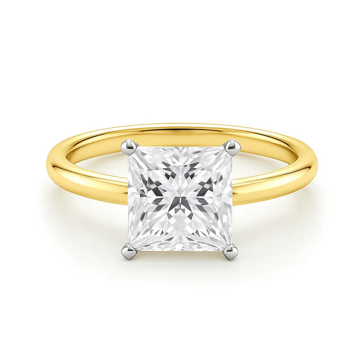 3 Carat Princess Lab Grown IGI G/VS1 Diamond Solitaire Ring in 10K Yellow Gold