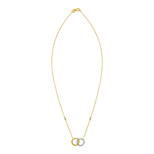 14K Two Tone Gold Interlocking Circle Necklace