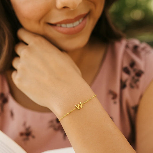 14K Yellow Gold Mini Initial W Bracelet