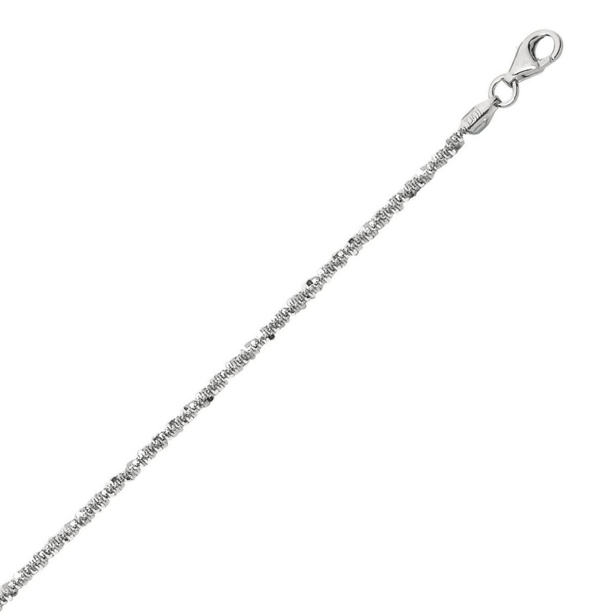 Sterling Silver Rhodium Plated Sparkle Anklet