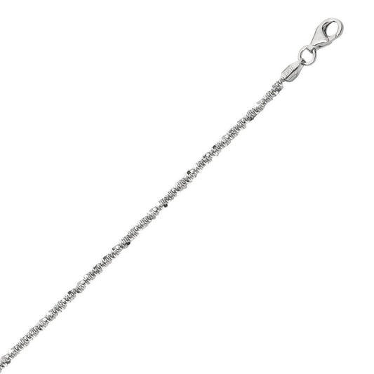 Sterling Silver Rhodium Plated Sparkle Anklet