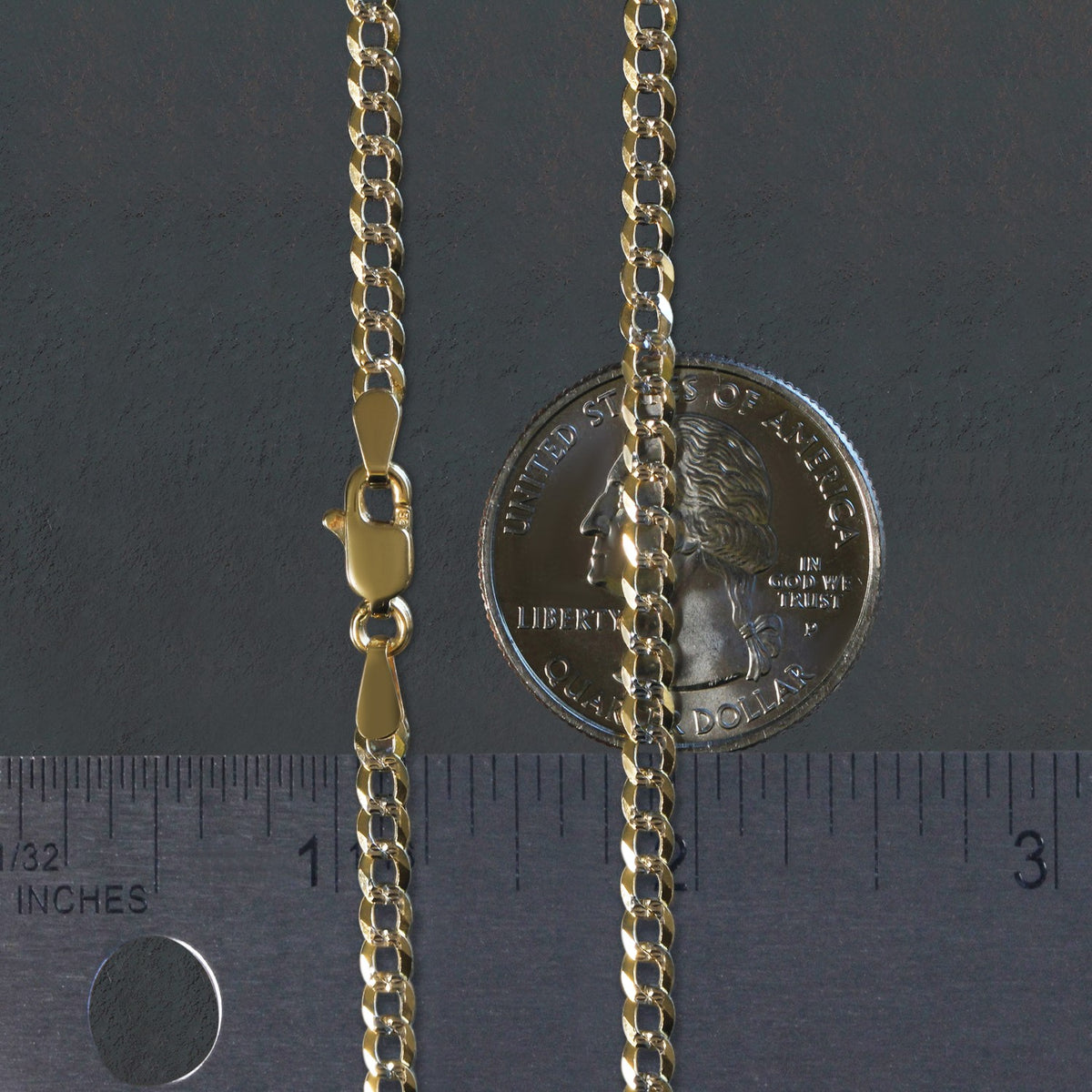 14k Two Tone Gold Pave Curb Chain (3.20 mm)