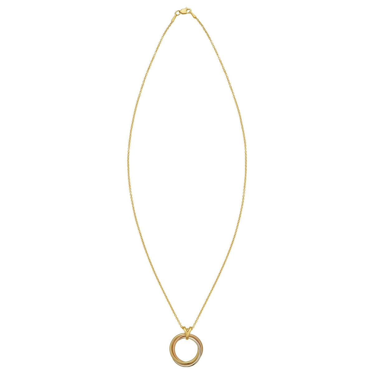 14K Tri Color Gold Interlocking Circle Pendant Necklace