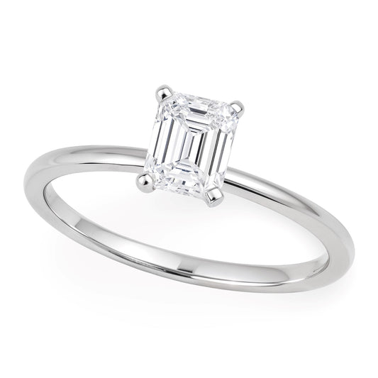 1 Carat Emerald Lab Grown IGI G/VS1 Diamond Solitaire Ring in 10K White Gold