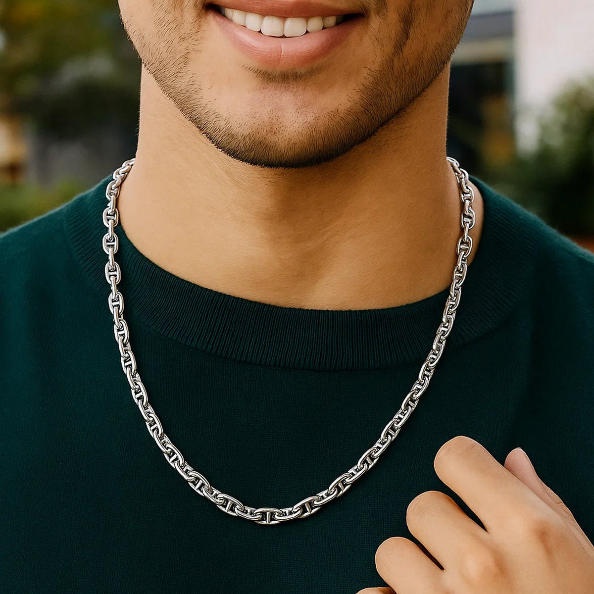 Sterling Silver Anchor Chain Necklace (4.30 mm)