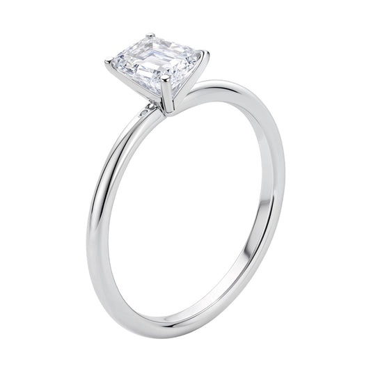 1 Carat Emerald Lab Grown IGI G/VS1 Diamond Solitaire Ring in 14K White Gold