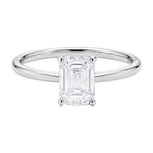 1 Carat Emerald Lab Grown IGI G/VS1 Diamond Solitaire Ring in 14K White Gold