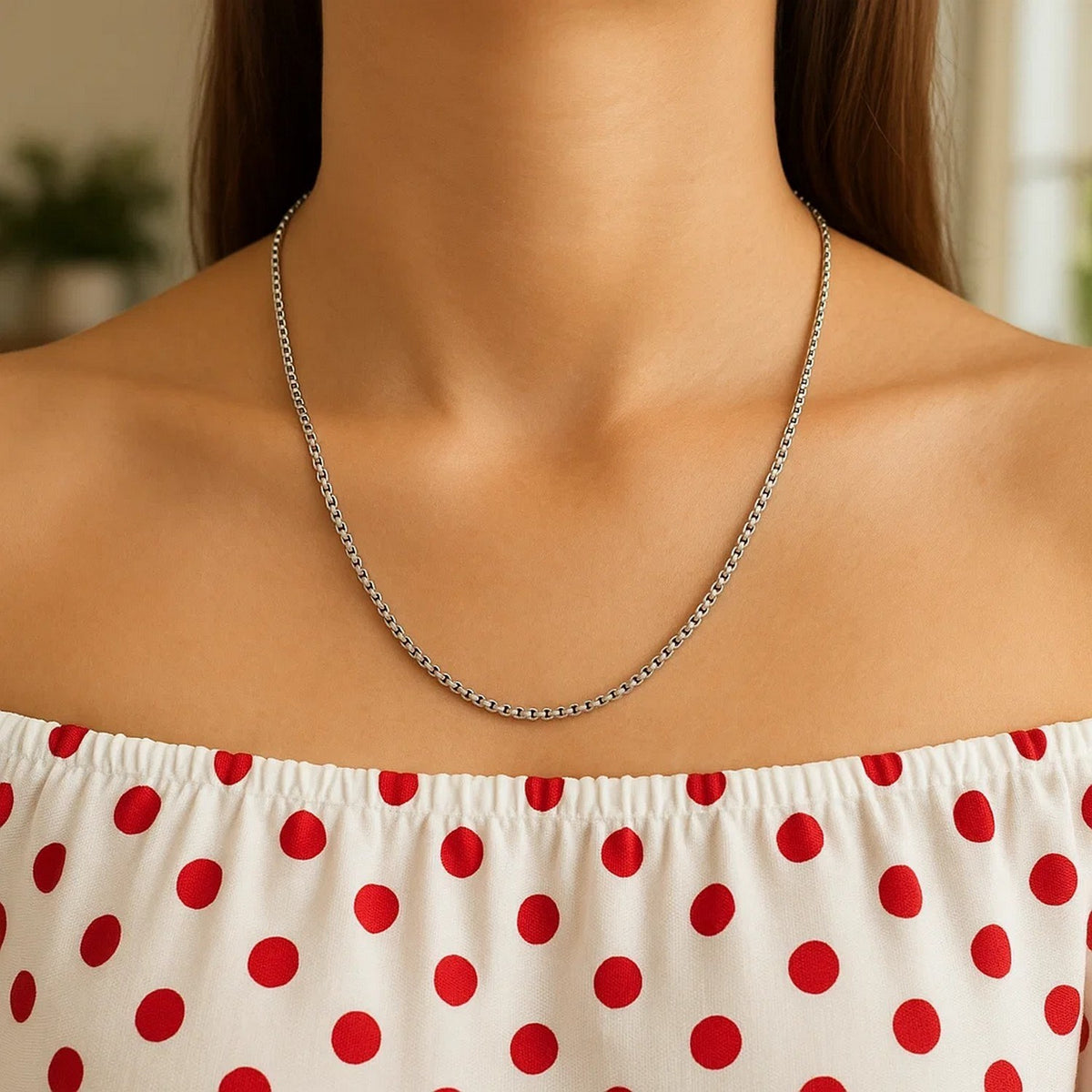 Sterling Silver Rhodium Plated Round Box Chain (1.30 mm)