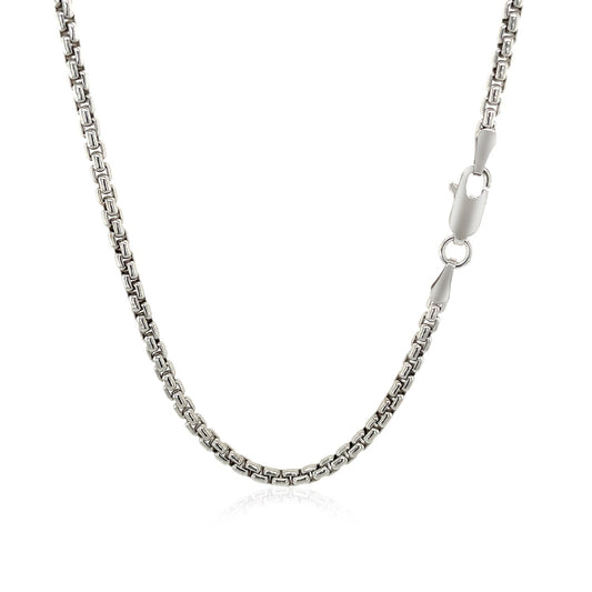 Sterling Silver Rhodium Plated Round Box Chain (1.30 mm)
