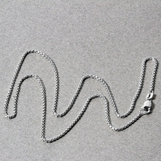 Sterling Silver Rhodium Plated Round Box Chain (1.30 mm)