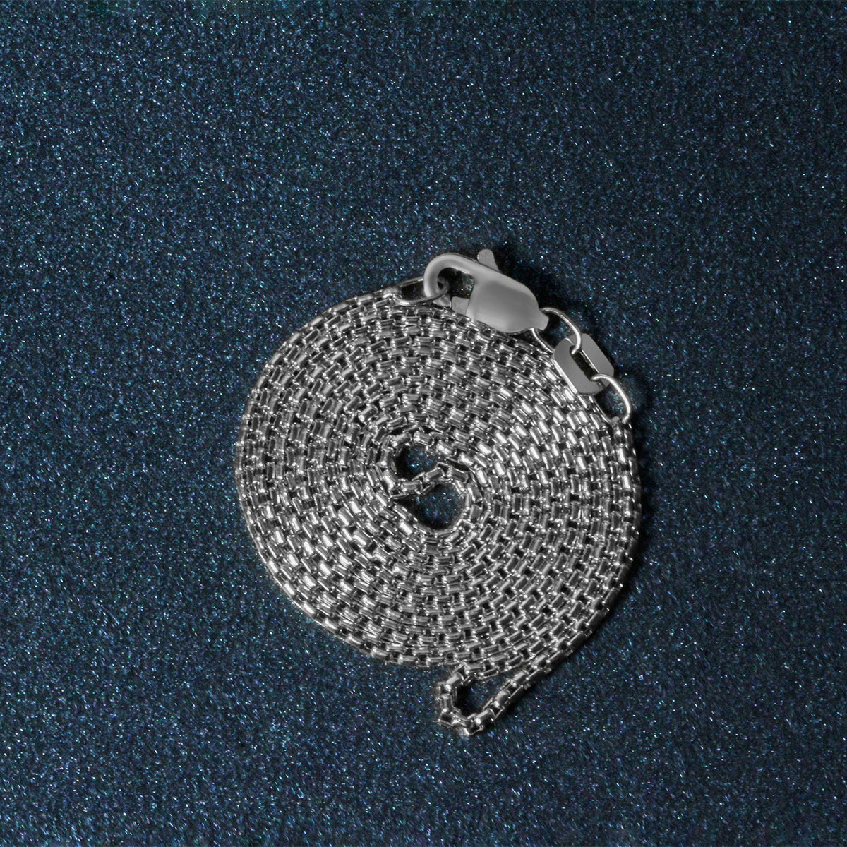 Sterling Silver Rhodium Plated Round Box Chain (1.30 mm)