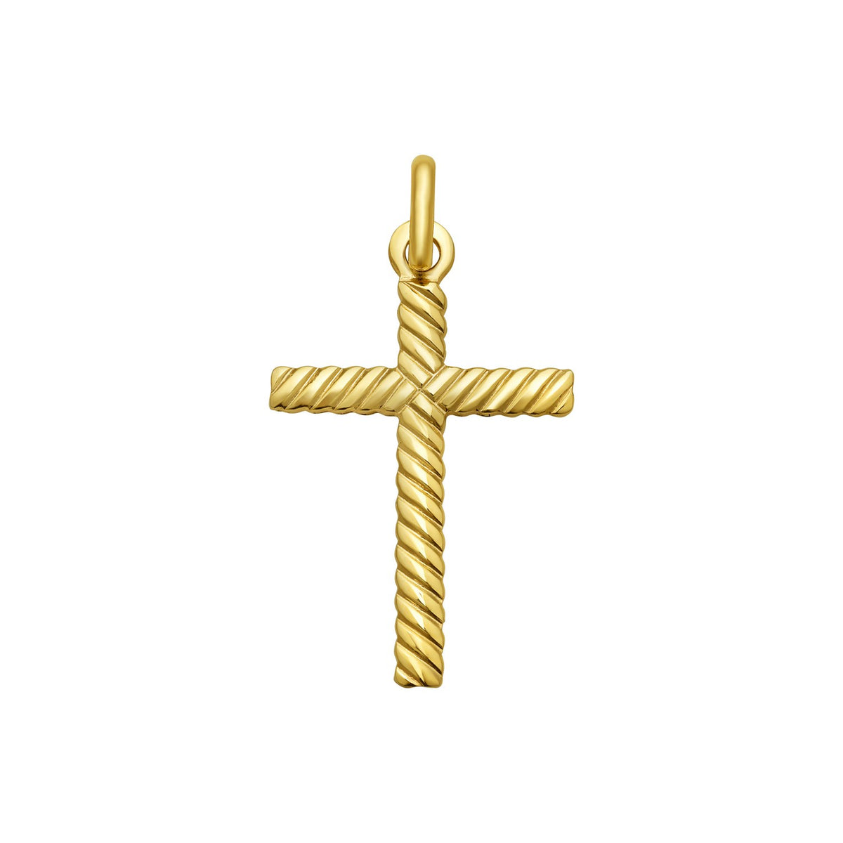 14K Yellow Gold Cable Cross Pendant