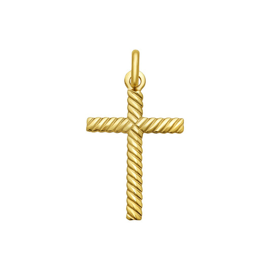 14K Yellow Gold Cable Cross Pendant