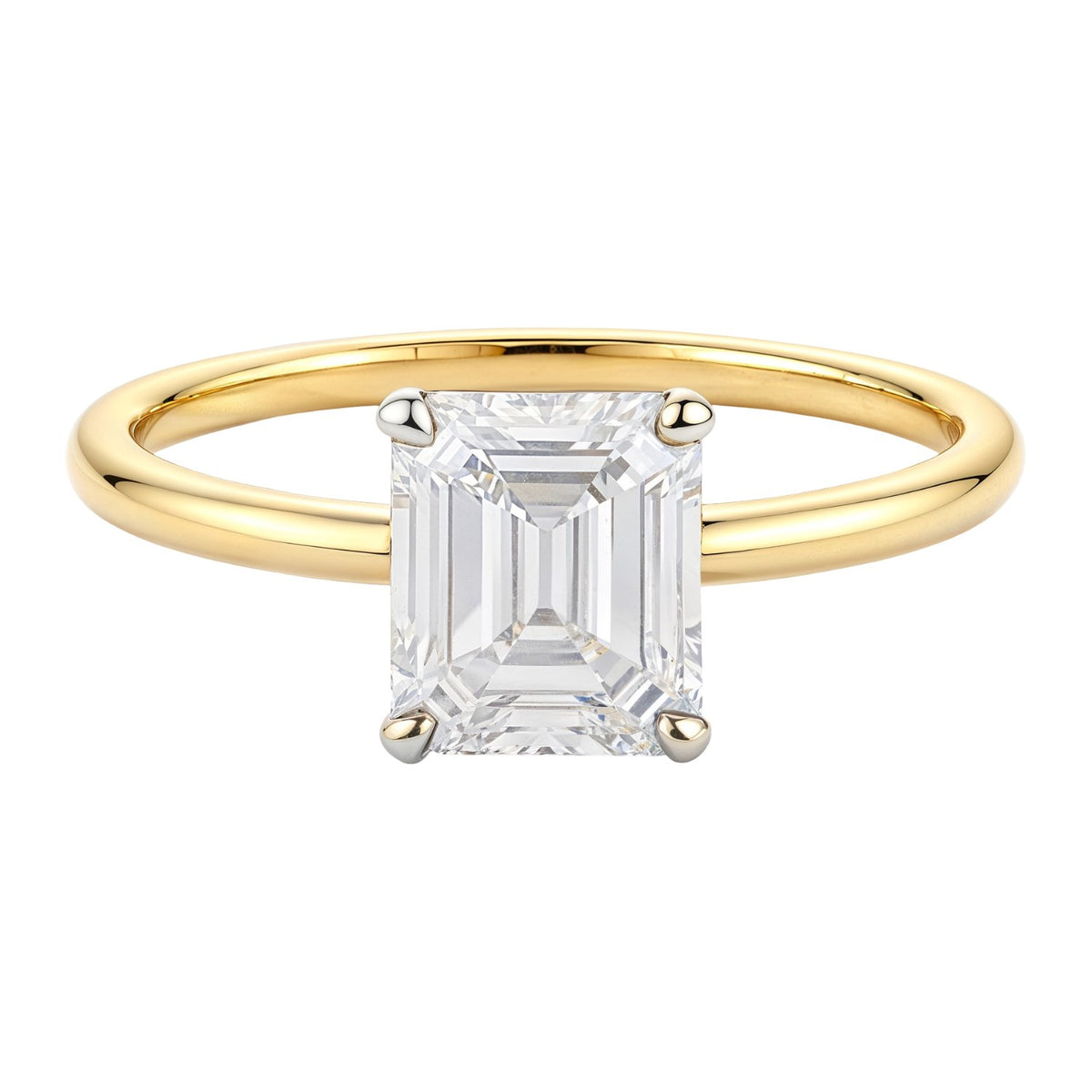 1 Carat Emerald Lab Grown IGI G/VS1 Diamond Solitaire Ring in 14K Yellow Gold